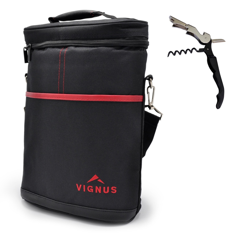 Vignus® Insulated Two Bottle Wine Carrier Tote Bag